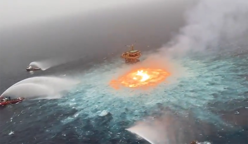 Fire rages on ocean surface in Gulf of Mexico, video goes viral