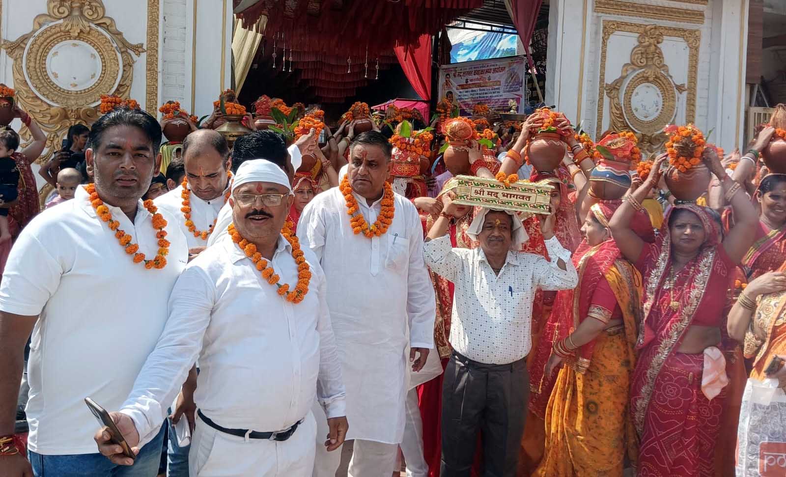 Faridabad: By listening to Shrimad Bhagwat Katha, the disorders of many births are destroyed: Dharamveer Bhadana.