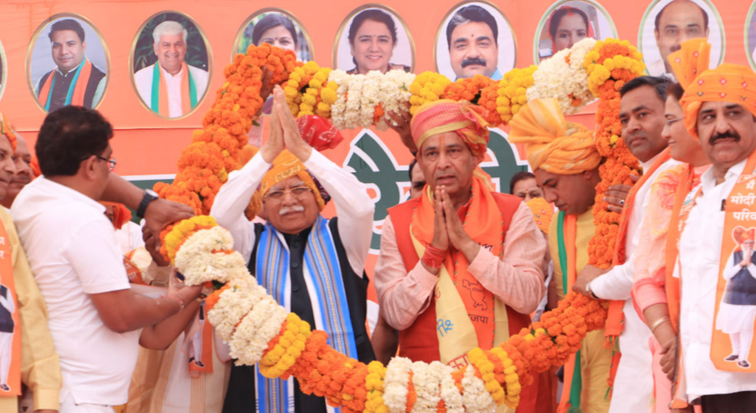 Sonipat Lok Sabha Election: Show of strength by BJP candidate before nomination in Sonipat Lok Sabha.