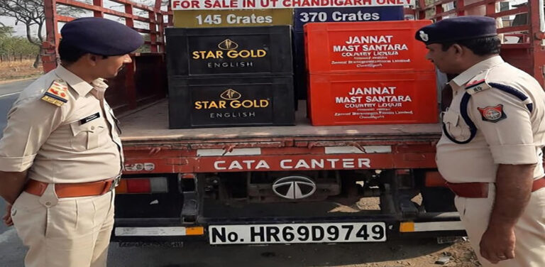 515 cases of illicit liquor recovered from a canter, driver absconding