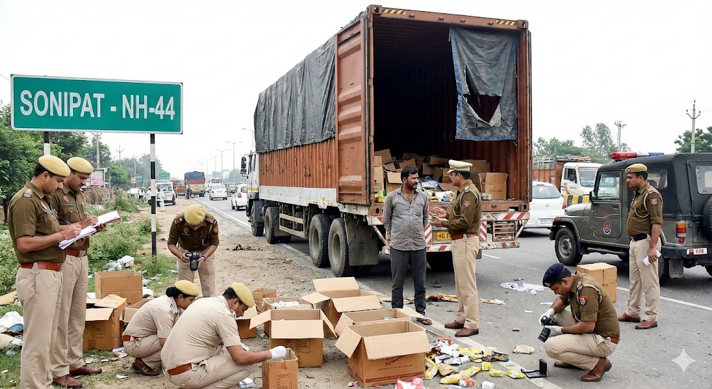 Sonipat Goods worth lakhs stolen from a truck parked on NH-44