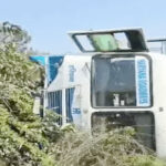 Roadways bus overturned while trying to save a Nilgai, driver, conductor and passenger injured