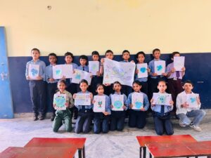 On Earth Day in Ganaur, children pledged to plant trees.