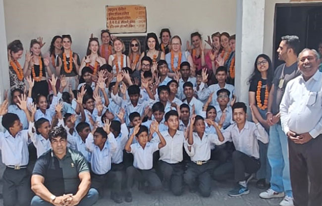 Sonipat Belgian students share happiness with deaf children