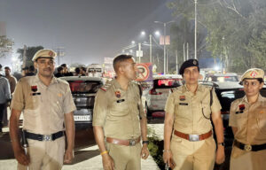 Tight police security arrangements outside OP Jindal Global University in Sonepat