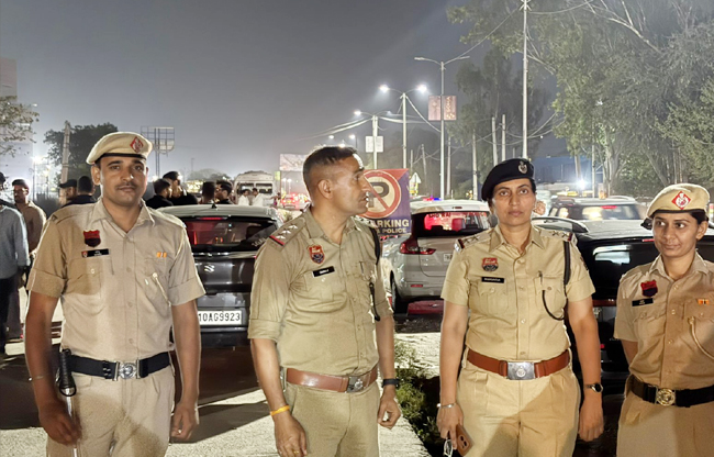 Tight police security arrangements outside OP Jindal Global University in Sonepat