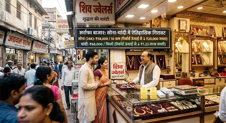 Big fall in gold and silver: Gold became cheaper by 20 thousand from record high, silver fell by Rs 1.23 lakh.