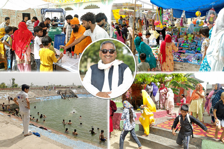 A huge crowd of devotees gathered at Satkumbha Dham on Ganga Dussehra.