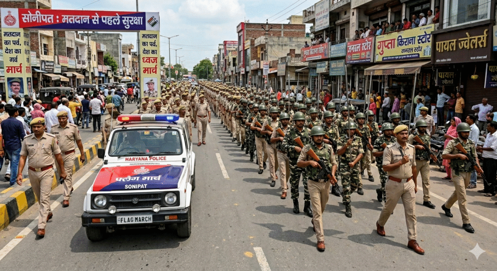 Sonipat Confident of security in the city before voting, flag march taken out