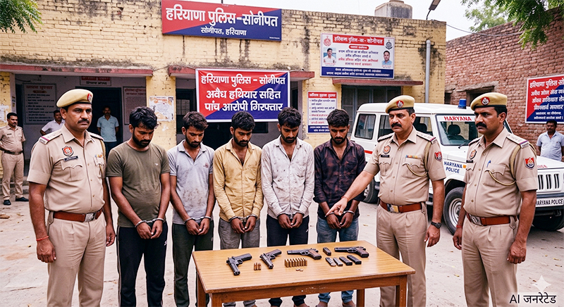 Sonipat: Five accused arrested with illegal weapons in five separate cases; sent to jail.