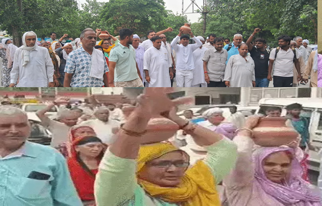 Sonipat Representatives of councilors reach the municipal corporation with dirty water and garbage; massive protest held.