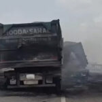 Sonepat A Hiva caught fire near Rohana, driver burnt alive.