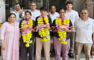 Sonipat Three daughters welcomed after winning medals at the National Netball Championship.