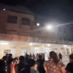 Sonipat: Female students gathered on campus after the incident.
