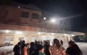 Sonipat: Female students gathered on campus after the incident.