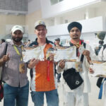Sonipat: Medal winners returning from Thailand welcomed at Delhi Airport.