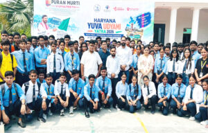 Sonipat: Grand welcome for the 'Haryana Youth Entrepreneur Journey-2026' at Purna Murti Vidyapeeth.