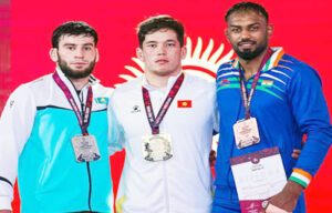 Sonipat's Nitesh made history by winning a silver medal at the Asian Greco-Roman Wrestling Championships.